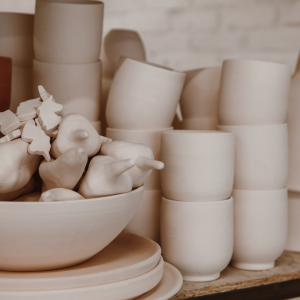 Unfired clay pottery